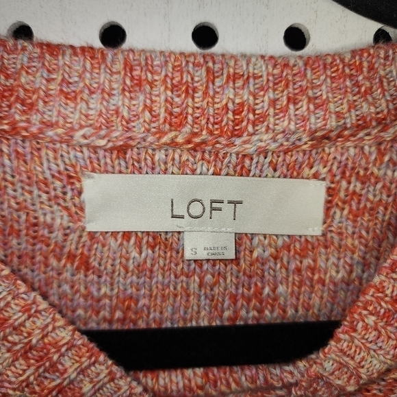 LOFT Cotton Knit Sweater Crew Neck Long Sleeve Orange Small - Picture 4 of 6